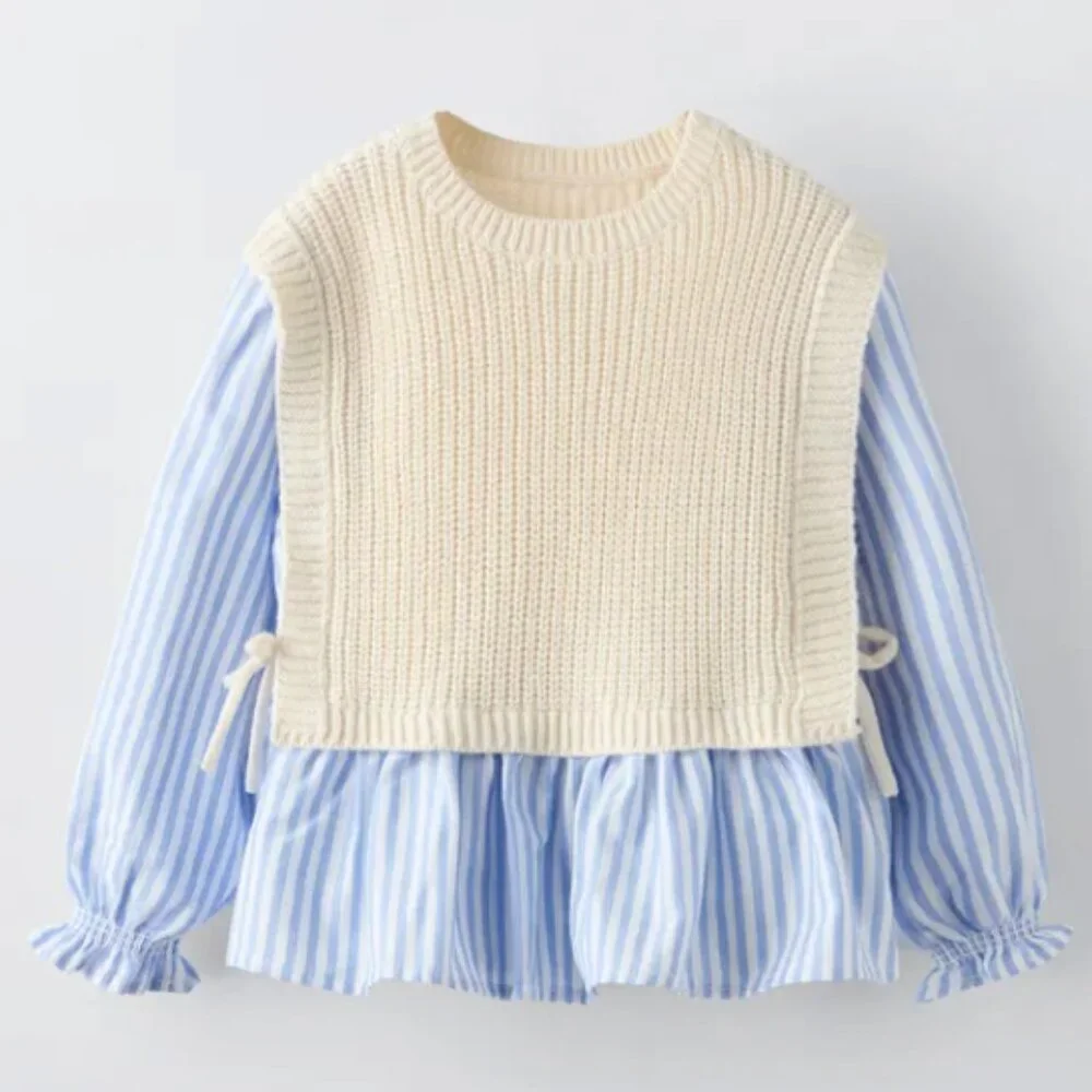 Zara Combined‎ Vest With Striped Shirt